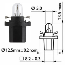 Лампочка в щиток приладів BAX 12V1,2W чорна PHILIPS. 12598CP