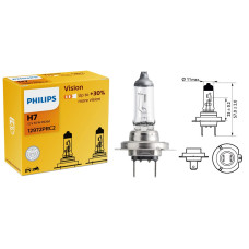 Лампочка галогенова H7 12V55W +30% 2 штуки PHILIPS. 12972PRC2