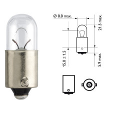 Лампочка одноконтактна з цоколем T4W 12V 4W PHILIPS. 12929CP