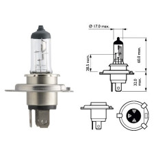 Лампочка галогенова H4 12V 60/55W +30% PHILIPS. 12342PRC1