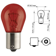 Лампочка одноконтактна з цоколем червона 12V 21W PHILIPS. 12088CP