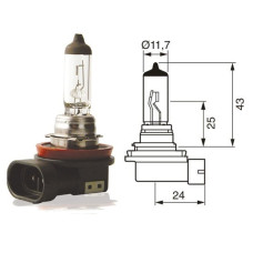 Лампочка галогенова H11 12V55W +30% виробник Balaton