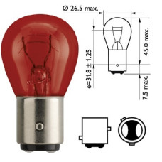 Лампочка двоконтактна з цоколем червона PR21/5W 12V 21/5W PHILIPS. 12495CP