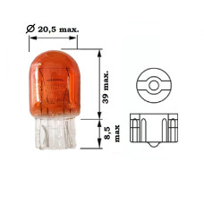 Лампочка безцокольна двоконтактна жовта 12V 21/5W KOITO. 1891