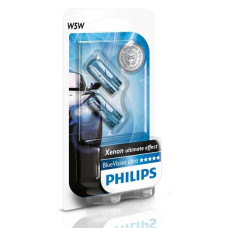 Лампочка безцокольна 12V 5W  BLUEVISION блістер ЭФФЕКТ КСЕНОНА PHILIPS. 12961 BV B2