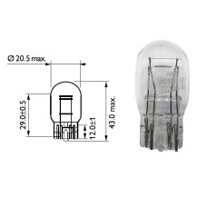 Лампочка безцокольна двоконтактна 12V 21/5W PHILIPS. 12066 CP