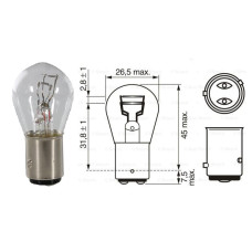 Лампочка двохконтактна з цоколем P21/4W 12V 21/4W OSRAM. 7225