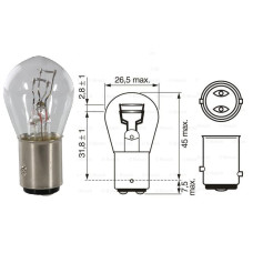 Лампочка двохконтактна з цоколем P21/5W 12V 21/5W BOSCH. 1 987 302 202