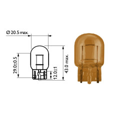 Лампочка безцокольна жовта 12V 21W PHILIPS. 12071CP
