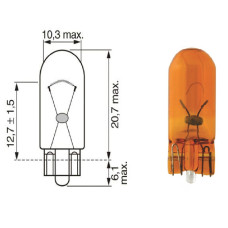 Лампочка безцокольна жовта 12V5W OSRAM. 2827