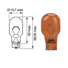 Лампочка безцокольна жовта 12V 16W OSRAM. 921NA