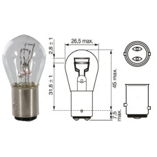 Лампочка двохконтактна з цоколем P21/5W 12V 21/5W PHILIPS. 12499CP